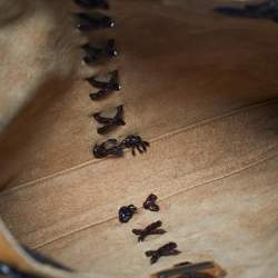 مملوكة مسبقًا حقيبة كتف دولتشي آند غابانا جلد وجلد سويدي بلون تانيد مع غرزة سوط