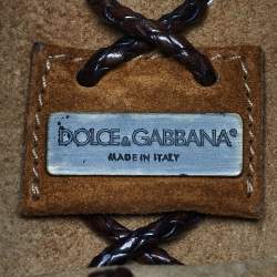 مملوكة مسبقًا حقيبة كتف دولتشي آند غابانا جلد وجلد سويدي بلون تانيد مع غرزة سوط