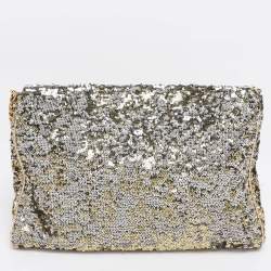 Pre Owned Dolce & Gabbana Metallic Sequins Miss Charles Flap Bag
