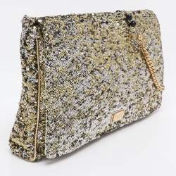 Pre Owned Dolce & Gabbana Metallic Sequins Miss Charles Flap Bag