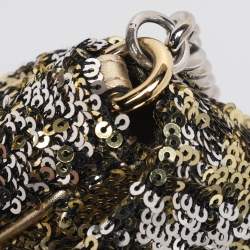 Pre Owned Dolce & Gabbana Metallic Sequins Miss Charles Flap Bag