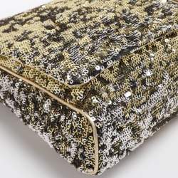 Pre Owned Dolce & Gabbana Metallic Sequins Miss Charles Flap Bag