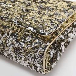 Pre Owned Dolce & Gabbana Metallic Sequins Miss Charles Flap Bag