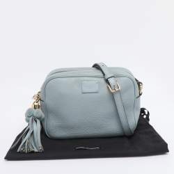 Pre Owned Dolce & Gabbana Light Blue Leather Glam Crossbody Bag