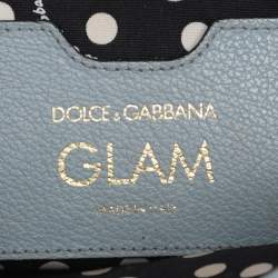 Pre Owned Dolce & Gabbana Light Blue Leather Glam Crossbody Bag
