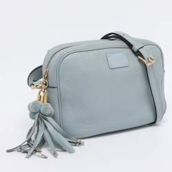 Pre Owned Dolce & Gabbana Light Blue Leather Glam Crossbody Bag