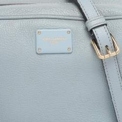 Pre Owned Dolce & Gabbana Light Blue Leather Glam Crossbody Bag