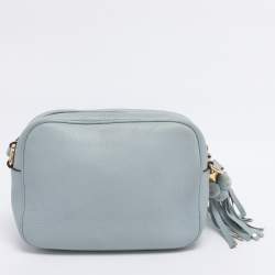 Pre Owned Dolce & Gabbana Light Blue Leather Glam Crossbody Bag