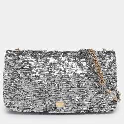 Pre Owned Dolce & Gabbana Silver Sequins Miss Charles Shoulder Bag
