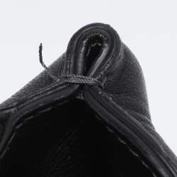 Pre Owned Dolce & Gabbana Black/White Lace and Leather Large Miss Sicily Top Handle Bag