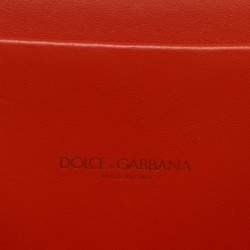 Pre Owned Dolce & Gabbana Orange Devotion Small Embellished Leather Top Handle Bag