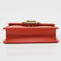 Pre Owned Dolce & Gabbana Orange Devotion Small Embellished Leather Top Handle Bag
