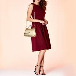 Pre Owned حقيبة دولتشي أند غابانا ميس سيسيلي جلد بنقشة سحلية حمراء كريستال صغيرة دي جي