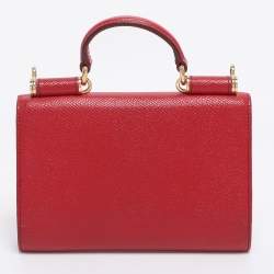 Pre Owned Dolce & Gabbana Red Leather Miss Sicily Von Wallet on Chain