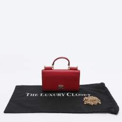 Pre Owned Dolce & Gabbana Red Leather Miss Sicily Von Wallet on Chain