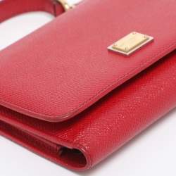 Pre Owned Dolce & Gabbana Red Leather Miss Sicily Von Wallet on Chain