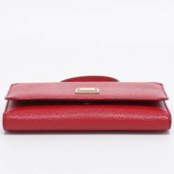 Pre Owned Dolce & Gabbana Red Leather Miss Sicily Von Wallet on Chain