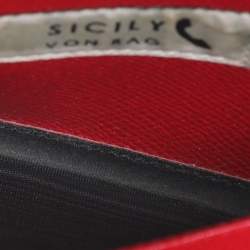 Pre Owned Dolce & Gabbana Red Leather Miss Sicily Von Wallet on Chain