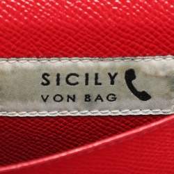 Pre Owned Dolce & Gabbana Red Leather Miss Sicily Von Wallet on Chain