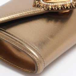 Pre Owned Dolce & Gabbana Gold Leather Devotion Belt Bag