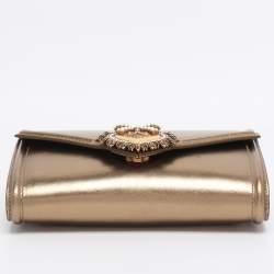 Pre Owned Dolce & Gabbana Gold Leather Devotion Belt Bag