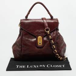 Pre Owned Dolce & Gabbana Dark Brown Leather Miss Lantana Top Handle Bag