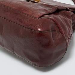 Pre Owned Dolce & Gabbana Dark Brown Leather Miss Lantana Top Handle Bag