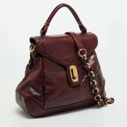 Pre Owned Dolce & Gabbana Dark Brown Leather Miss Lantana Top Handle Bag