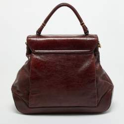 Pre Owned Dolce & Gabbana Dark Brown Leather Miss Lantana Top Handle Bag