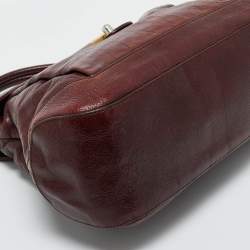 Pre Owned Dolce & Gabbana Dark Brown Leather Miss Lantana Top Handle Bag