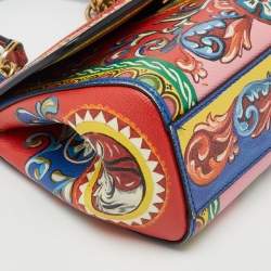 مملوكة مسبقًا Dolce & Gabbana Multicolor Teatro Dei Pupi Print Leather Small Miss Sicily Top Handle Bag