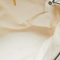 Pre Owned Dolce & Gabbana White Crochet Fabric Large Miss Sicily Top Handle Bag