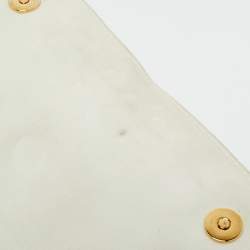 Pre Owned Dolce & Gabbana White Crochet Fabric Large Miss Sicily Top Handle Bag