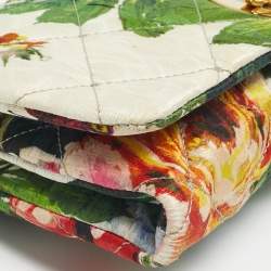 Pre Owned Dolce & Gabbana Multicolor Floral Quilted Fabric Turnlock Chain Clutch
