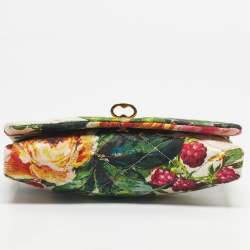 Pre Owned Dolce & Gabbana Multicolor Floral Quilted Fabric Turnlock Chain Clutch