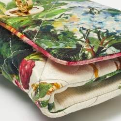 Pre Owned Dolce & Gabbana Multicolor Floral Quilted Fabric Turnlock Chain Clutch