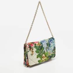 Pre Owned Dolce & Gabbana Multicolor Floral Quilted Fabric Turnlock Chain Clutch