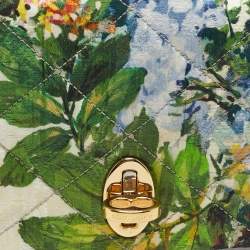 Pre Owned Dolce & Gabbana Multicolor Floral Quilted Fabric Turnlock Chain Clutch