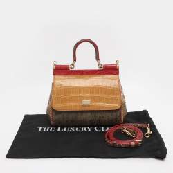 Pre Owned Dolce & Gabbana Multicolor Mix Exotic Small Miss Sicily Top Handle Bag
