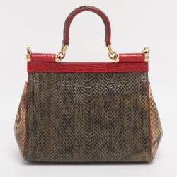 Pre Owned Dolce & Gabbana Multicolor Mix Exotic Small Miss Sicily Top Handle Bag