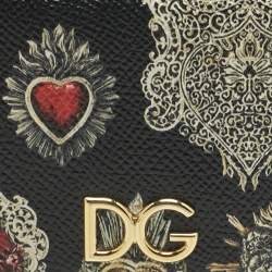 Pre Owned Dolce & Gabbana Multicolor Heart Print Leather Card Holder