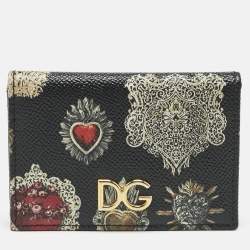 Pre Owned Dolce & Gabbana Multicolor Heart Print Leather Card Holder