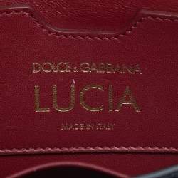 Pre Owned Dolce & Gabbana Black Lizard Embossed Leather Lucia Wallet On Chain