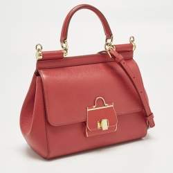 مملوكة مسبقًا Dolce & Gabbana Red Leather Small Miss Sicily Bag