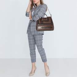 Pre Owned Dolce and Gabbana Multicolor Python/Lizard Embossed Leather Large Miss Sicily Top Handle Bag