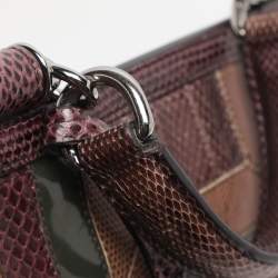 Pre Owned Dolce and Gabbana Multicolor Python/Lizard Embossed Leather Large Miss Sicily Top Handle Bag