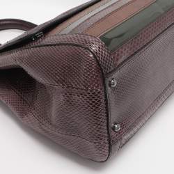 Pre Owned Dolce and Gabbana Multicolor Python/Lizard Embossed Leather Large Miss Sicily Top Handle Bag