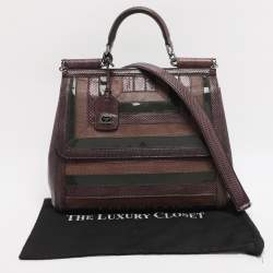 Pre Owned Dolce and Gabbana Multicolor Python/Lizard Embossed Leather Large Miss Sicily Top Handle Bag