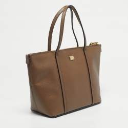 Pre Owned Dolce & Gabbana Dark Beige Leather Miss Escape Tote