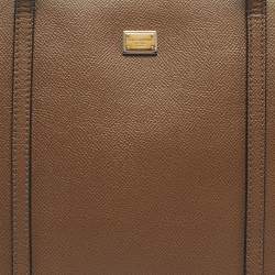 Pre Owned Dolce & Gabbana Dark Beige Leather Miss Escape Tote